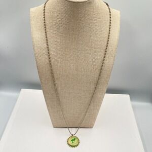 Vintage 7Up Bottle Cap Necklace Resin Pendant IMAGINE Secret Message Ball Chain